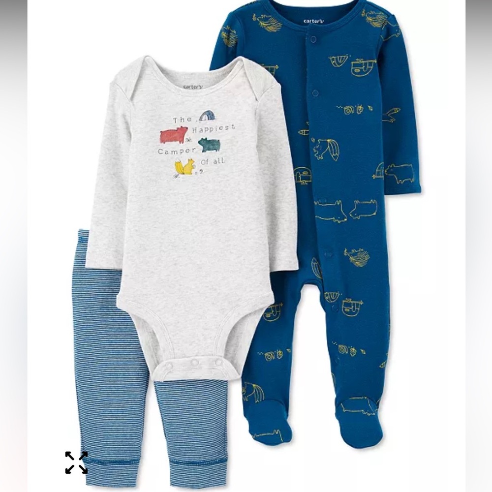 0422 NWT Carters Gray and Blue Baby Boy Onesies Set